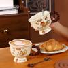 Dackel Keramik Wasserbecher Süße Tasse mit Deckel und Löffel Kreativer Jungenstil Kinder Frühstückstasse Große Kapazität