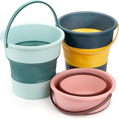 Collapsible Plastic Bucket 2.6 Gallon/10L Folding Foldable Round Tub with Handle Portable Fishing Water Pail for Garden Camping