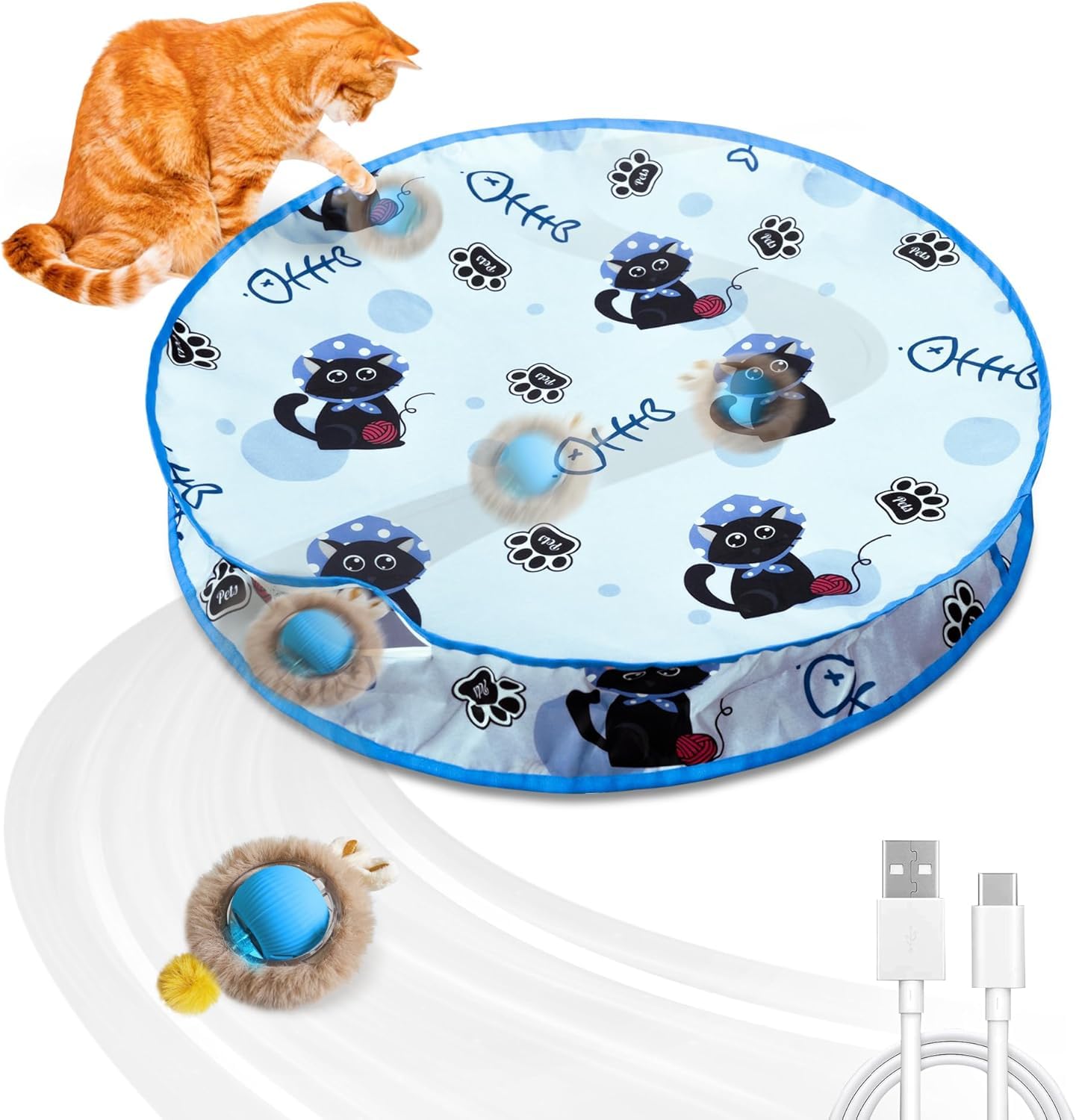 

Automatic Cat Toy with 3 Adjustable Modes, Electric Ball for Cat Play, Solitaire Play Toy, Indoor Stress Relief, Stimulates Hunting Instinct, and