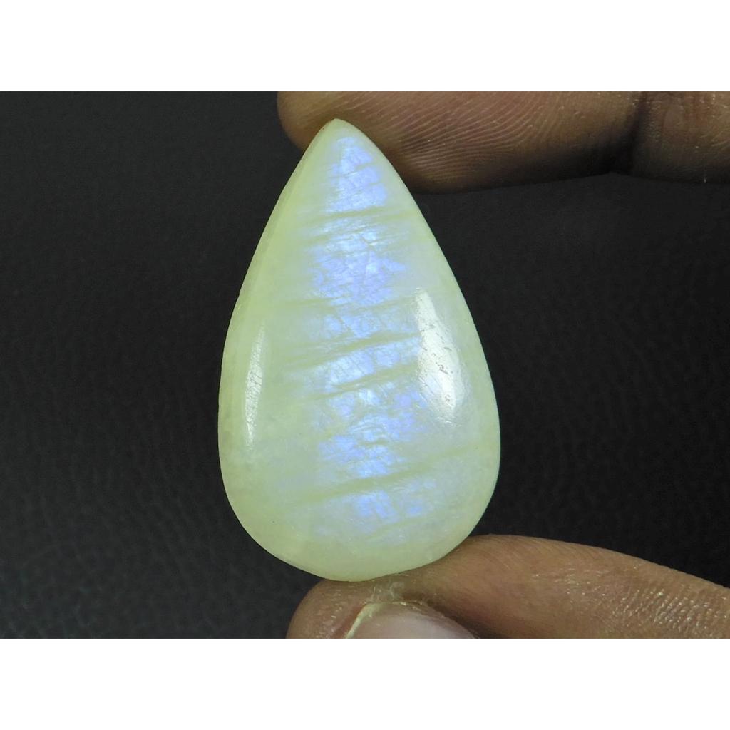 20X35X06MM Natural Moonstone Fire Caystal Pear Cabochon Loose Gemstone G-156