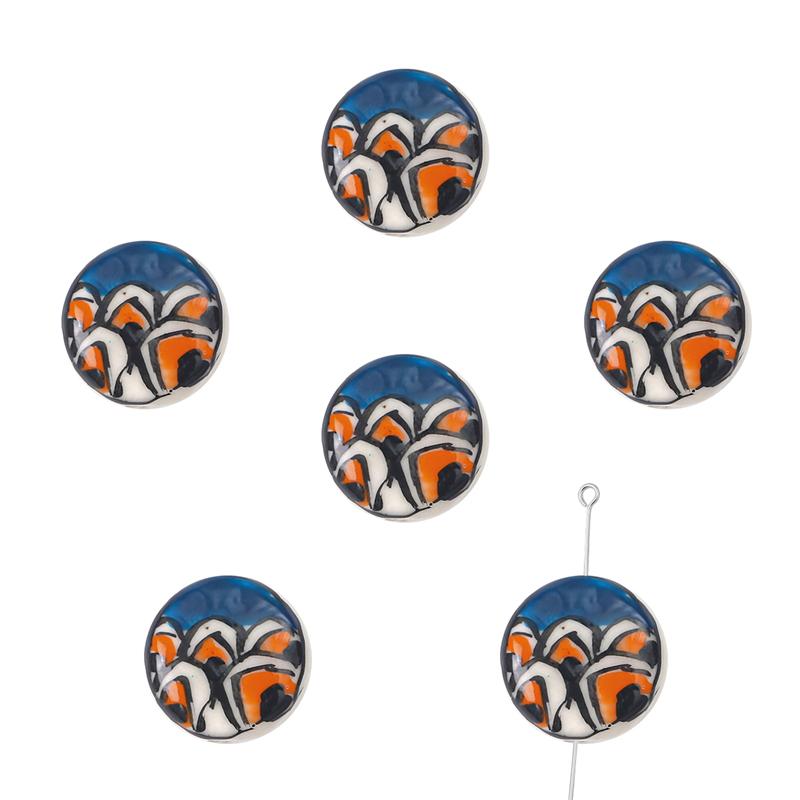 2 buc/pungă Vopsea manuală 15 mm Mărgele de porțelan ceramică cu model de inimă de flori Mărgele distanțiere libere pentru colier, cercei, bijuterii, artizanat