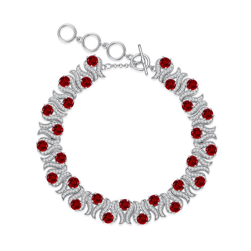 Natural Crystal Stone Jewelry S925 Sterling Silver Bracelet Women's European and American Style Luxury Inlaid with Natural Crystal High-end Design