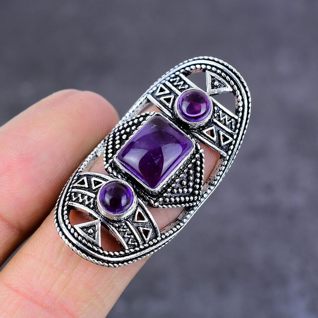 Amethyst Handmade 925 Sterling Silver Jewelry Ring Size 6 Gift For Her j6A39