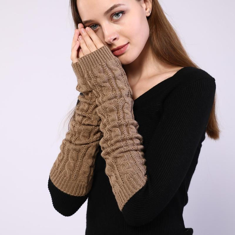 Botvotee Sleeves for Women Free Shipping Y2k Accessories Arm Warmers Half Finger Winter Knit Fingerless Gloves Pink Arm Guard