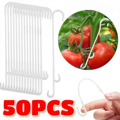 10/50pcs J Shaped Fruit Cherry Tomato Ear Hook Garden Vegetable Plant Grape Support Vines Fastener Clips Trellis Fixed Buckle Hook