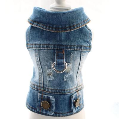 Haustier-Denimweste mit Leinenbefestigung für alle Jahreszeiten - Teddy Pudel Hundekleidung