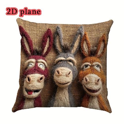 1/4pcs Funny Felt Donkey Throw Pillow Covers Cute Farm Animal Cushion Cases for Home Sofa Bedroom Decor Cushion cover