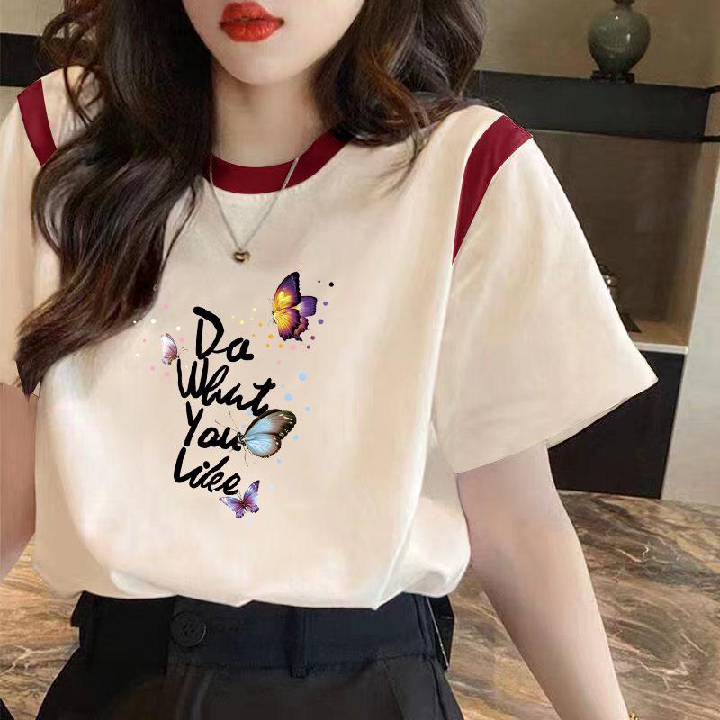 Women's Loose-Fit Cotton Contrast T-Shirt - 2024 Summer Collection