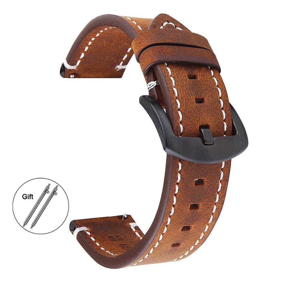 Retro Calf Leather Strap 18mm 20mm 22mm 24mm Wrist Belt Universal Replacement Watchband Quick Release Soft Bracelet Accessories