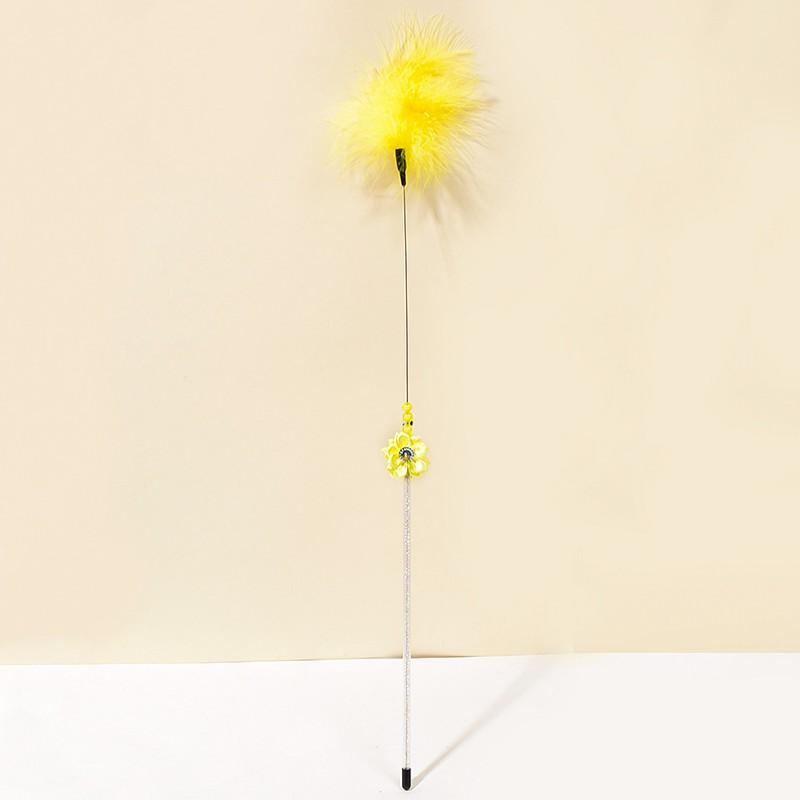 Cat Toy Feather Cat Toys Interactive Bite-resistant Steel Wire Kitten Toy with Bell Long Handle Toys for Cats Stick Pet Products