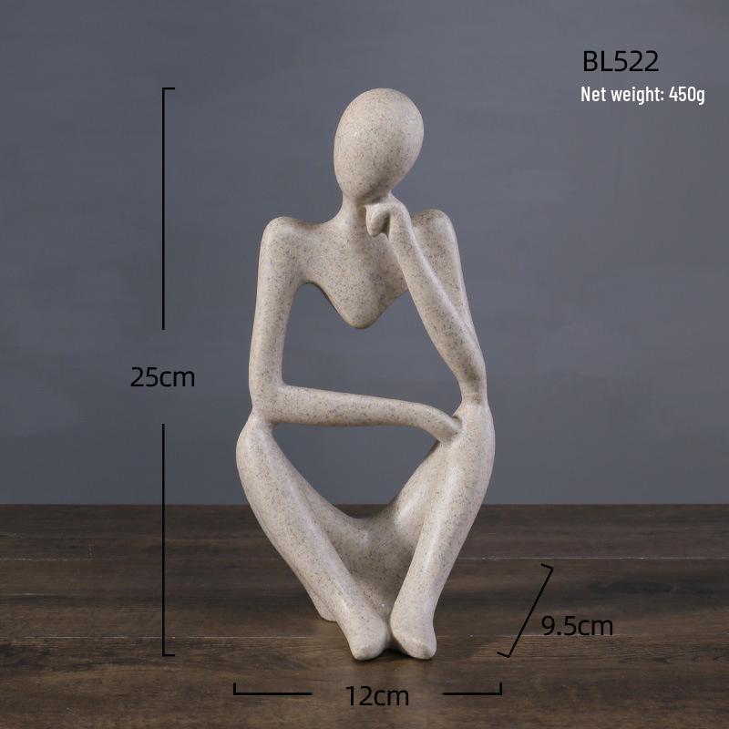 Nordic Sandstone Thinker Figurine: Abstract Art Decoration for Living Room or TV Cabinet.