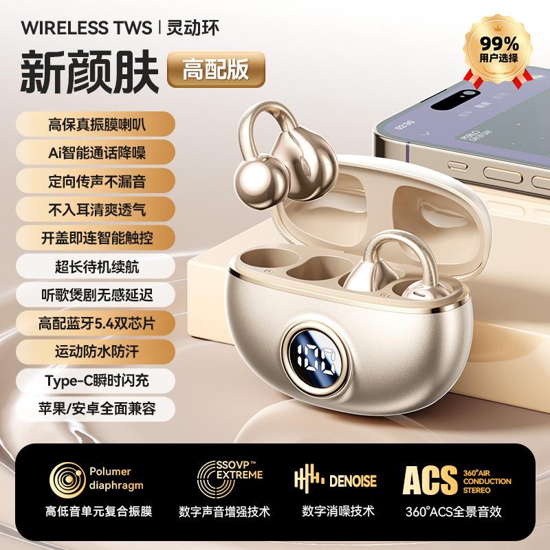 Digital Wireless Ear Clip Bluetooth Headset, Not In the Ear, Long Battery Life, Open Headset Private Mode