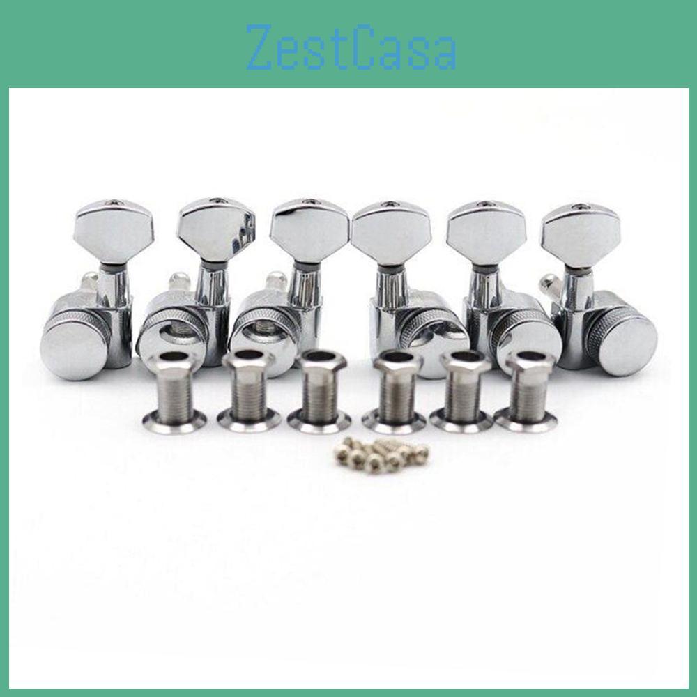 3 Inline Right 3 Left Electric Guitar Tuning Peg Sealed Locking Tuners Chrome Plated Guitar Tuning