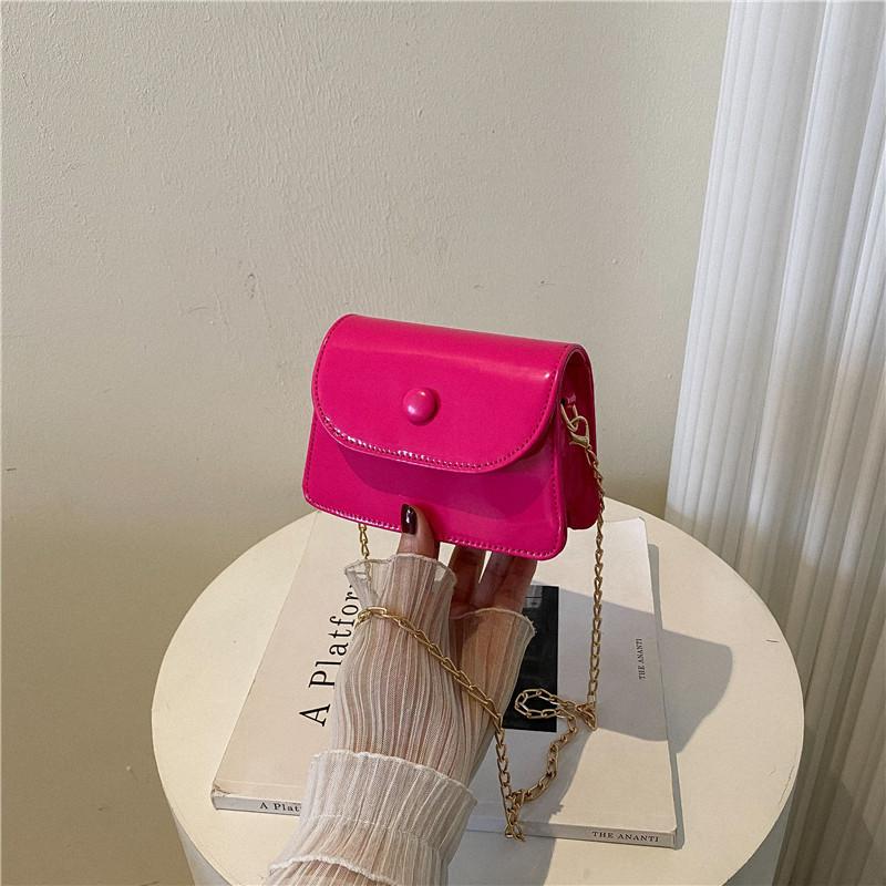 Stylish 2024 Glossy New Spring Women s Chain Shoulder Crossbody Mini Square Bag розы красного