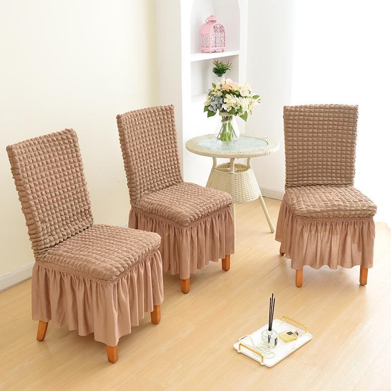 Seersucker Etek Sandalye Kılıfı Yemek Odası Ziyafet Düğün Streç Yıkanabilir Koltuk Kılıfı Ev Dekorasyonu Kir Tutmaz Elastik 1 ADET