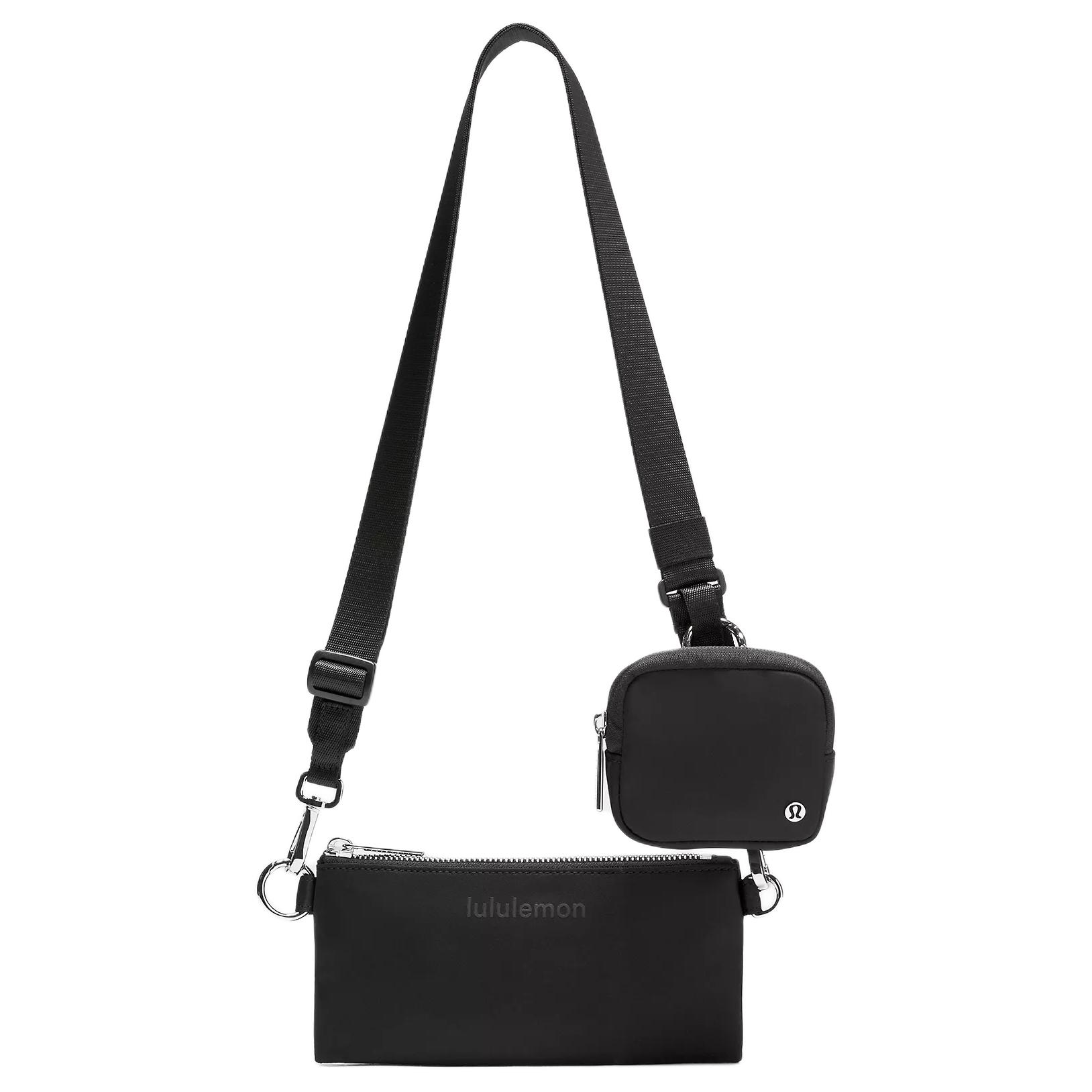 Lululemon Dual-Pouch Sling Bag With Brand Logo Zipper Closure Unisex Shoulder Bag Black LU9C16S-0001 Black