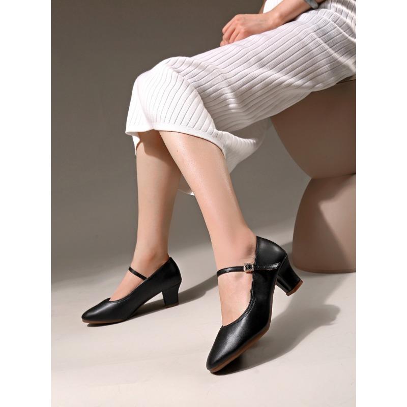 Faux Leather Dancing Shoes for Women Soft Soled Modern Dance Shoes 5cm Mid Heel Latin Dance Shoes