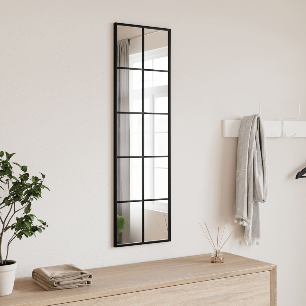 Wall Mirror Black 30x100 cm Rectangular Iron