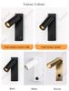 New Led Wall Lamp Sconce with Switch Black Brass Creative USB Port Reading Wall Lamp with 3W Spotlight for Bedroom Bedside