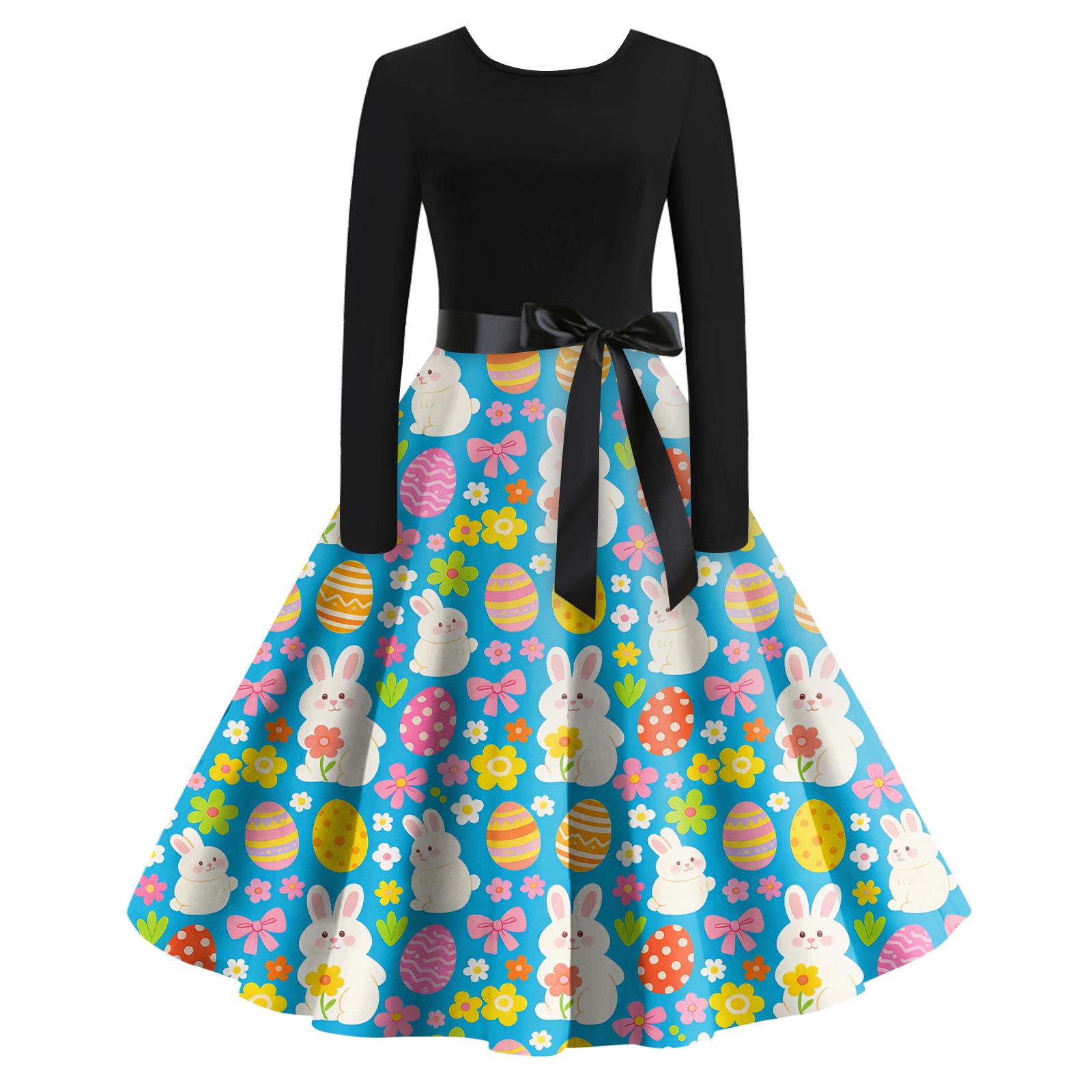 

Женское повседневное модное платье с круглым вырезом, длинными рукавами и ретро-принтом на рождественскую тематику XXL зелёный