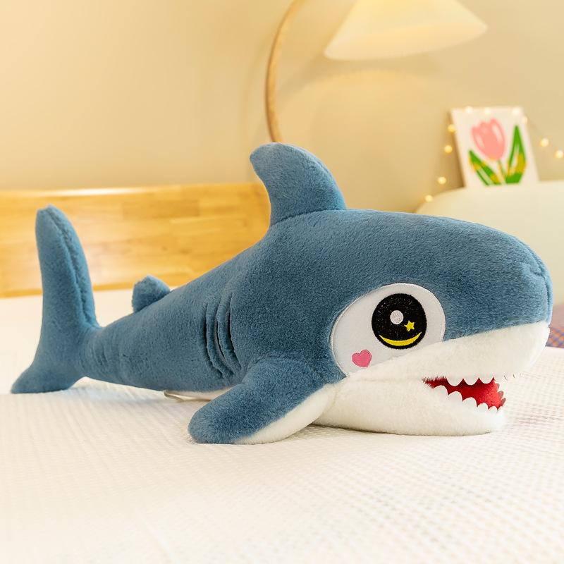 Perna Decorativă Rechin de Desene Animate Jucărie de Pluș Păpușă Rechin Acvariu Păpușă Lungă de Cârpă