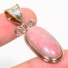Natural Pink Opal Gemstone Two Tone 925 Solid Sterling Silver Pendant 1.75" V0a87