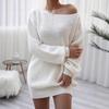 Women's Knit Off-Shoulder Lantern Sleeve Sweater Dress - Autumn/Winter 2025 Collection