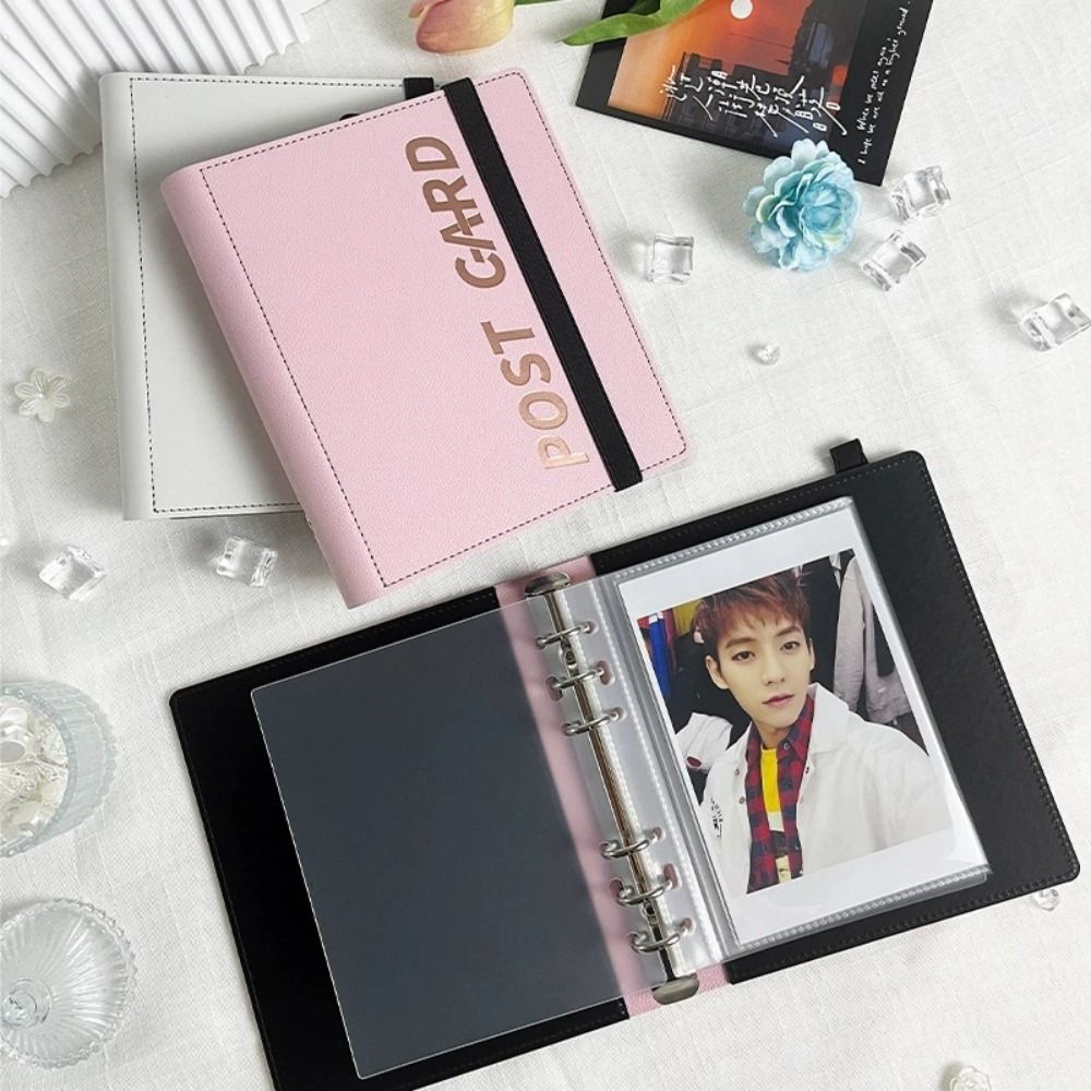 Large Capacity 6-inch Photocard Holder PU Leather Loose-leaf Photo Album Solid Color Idol Card Storage Booklet