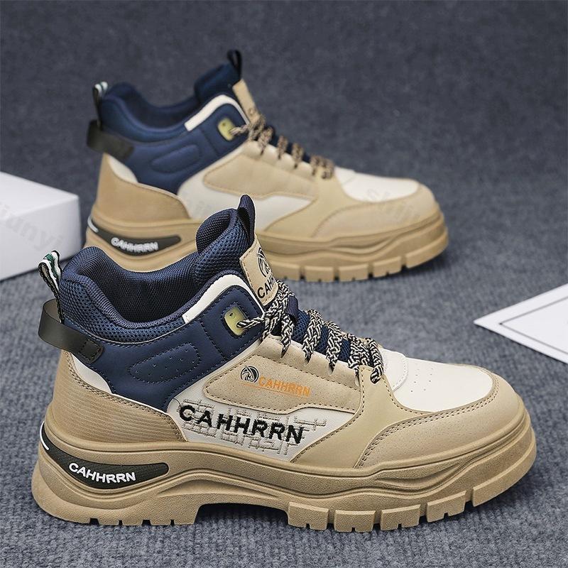 Men's Work Shoes 2026 Autumn New Outdoor Non Slip Comfortable Platform Sneakers Fashion Cross Tied Height Increase Casual Shoes