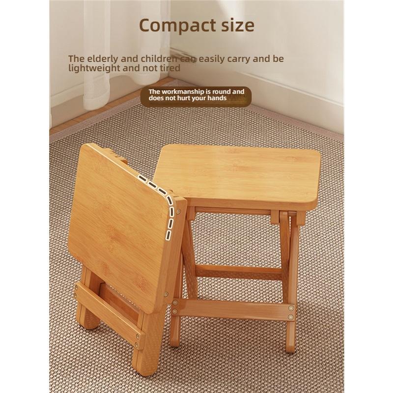 Household Foldable Horse Stool, Solid Wood Wear-resistant Low Stool, Comfortable Sitting Bench for Indoor Use