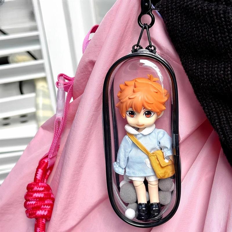 Toys Transparent Doll Storage Bag PVC Bag for Figurines Plush Cotton Dolls Carry Portable Storage Case Pouch Keychain Pendant