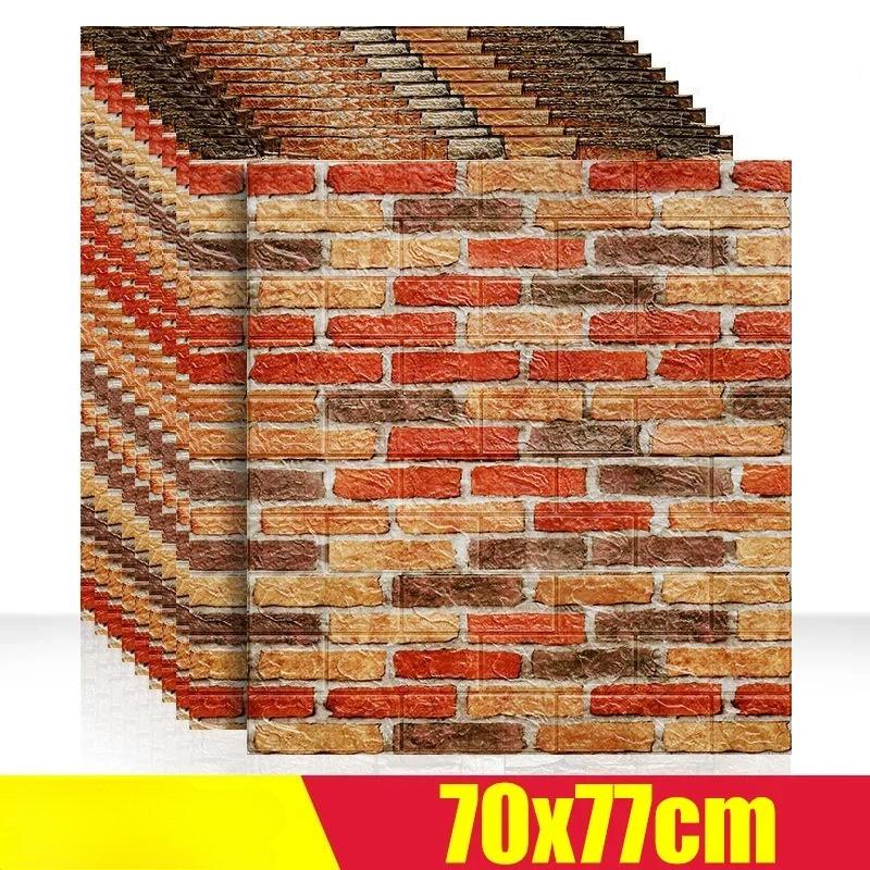 1/5/12pcs Foam 3D Wall Decor Sticker Waterproof Self-adhesive Brick Wallpaper DIY Living Room Wall Sticker Background for Office