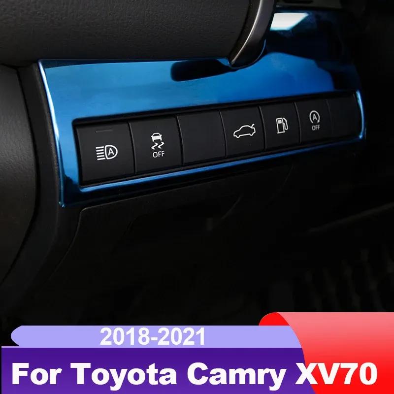 Car Interior Accessories Stainless Headlight Adjustment Button Decorative Frame Cover For Toyota Camry XV70 2018-