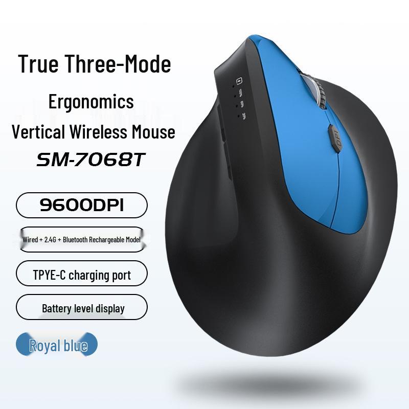Ergonomic Tri-Mode Silent Vertical Mouse with 2.4G Wireless & Charging Capability