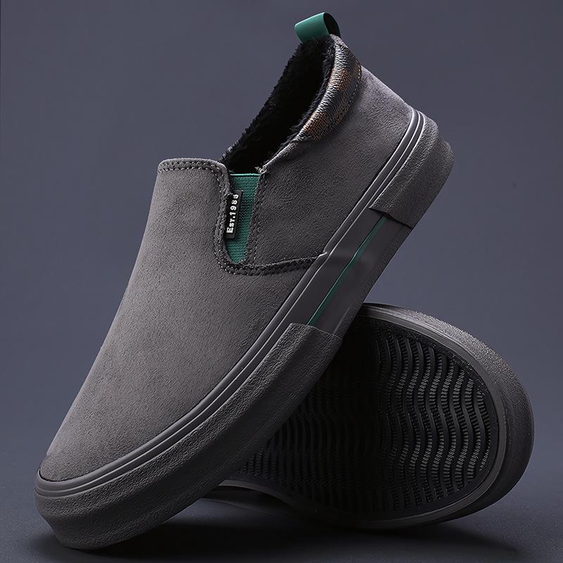 New Winter Style Men's Suede Plus Velvet Cotton Shoes Versatile Korean Version of Warm Board Shoes Trendy Comfortable Casual Cotton Boots
