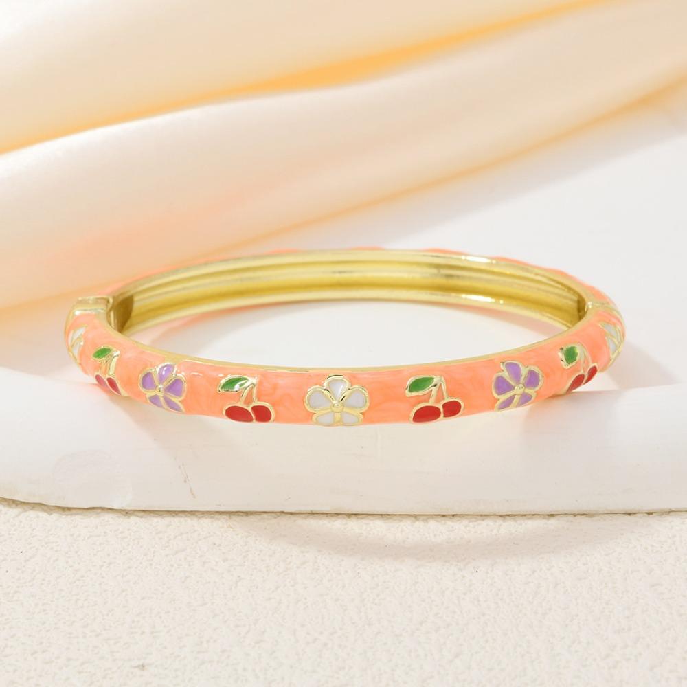 Hawaiian Enamel Vintage Cloisonne Bangle Traditional Chinese Chinese Flower Bangle Classic Ethnic Women's Hand Bracelet Ladies