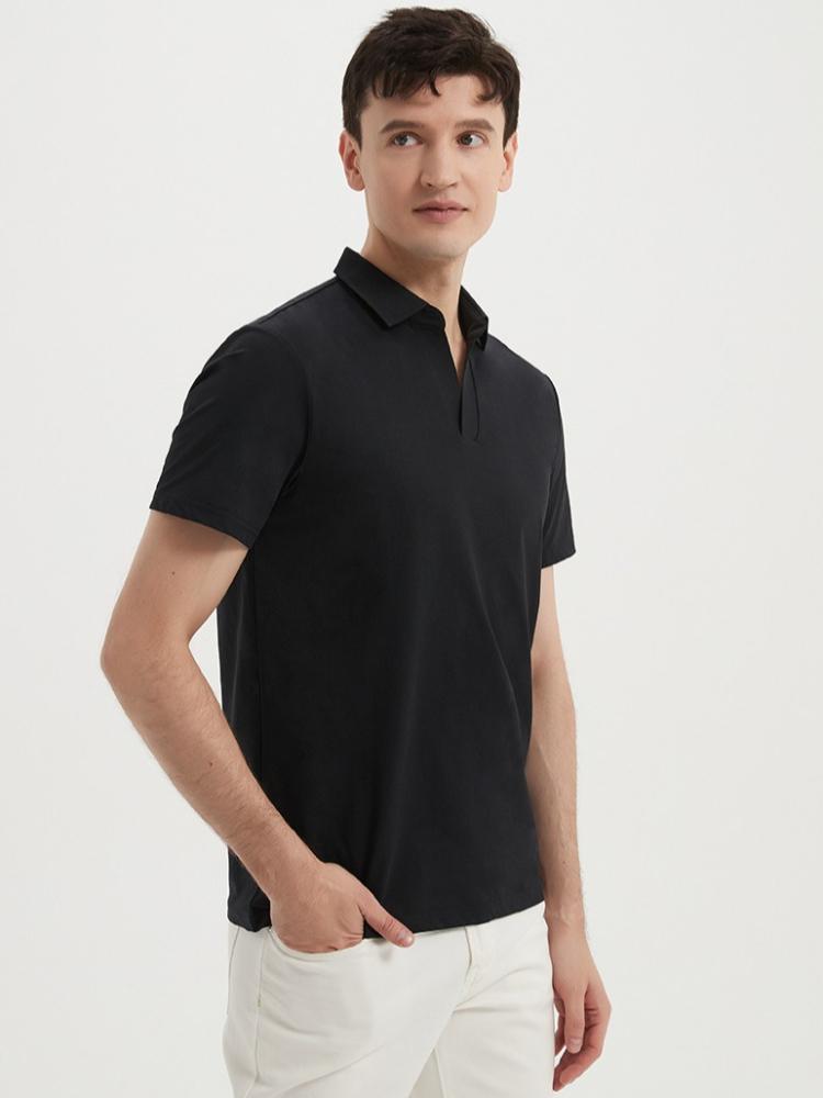 Sports Moisture-wicking Quick-dry Wrinkle-free Seagull-collar Short-sleeve Antibacterial Cool T-shirt Minimalist Lightweight Breathable T-shirt