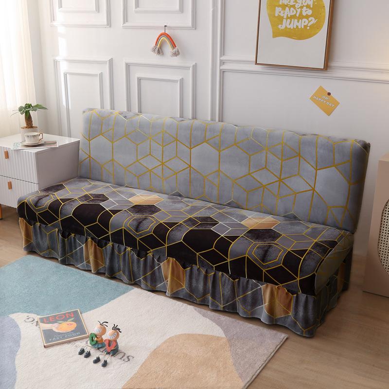 Universal Anti-slip All-Season Skirted Sofa Bed Cover for Armless and Foldable Sofas