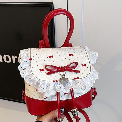 Korean Version of Fashionable Girl Style Portable Small Bag 2025 New Lace Lace High Value Casual Backpack