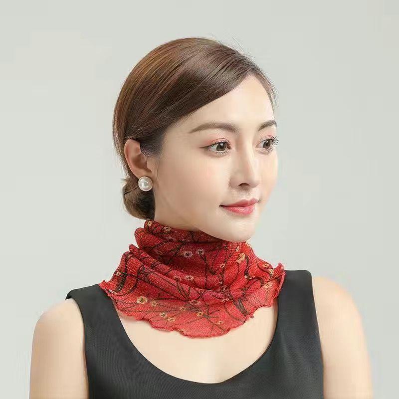 Summer Sunscreen Mask Women's Neck Protection Ear Hanging Veil Neck Scarf Anti-ultraviolet Silk Scarf Gauze Scarf
