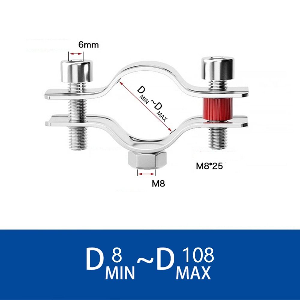 1Pcs 304 Stainless Steel Stainless Steel Pipe Bracket OD 8-325mm Pipe Clamp  for Water Pipe