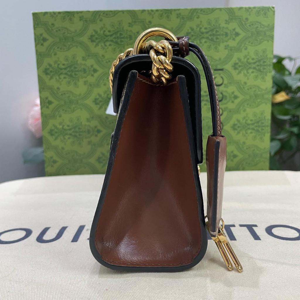 [Pre-Owned] Padlock Moonlight Treasure Box Series Metal Lock Logo Canvas And Leather Crossbody Bag Small - Very Good #1HMLEZZ