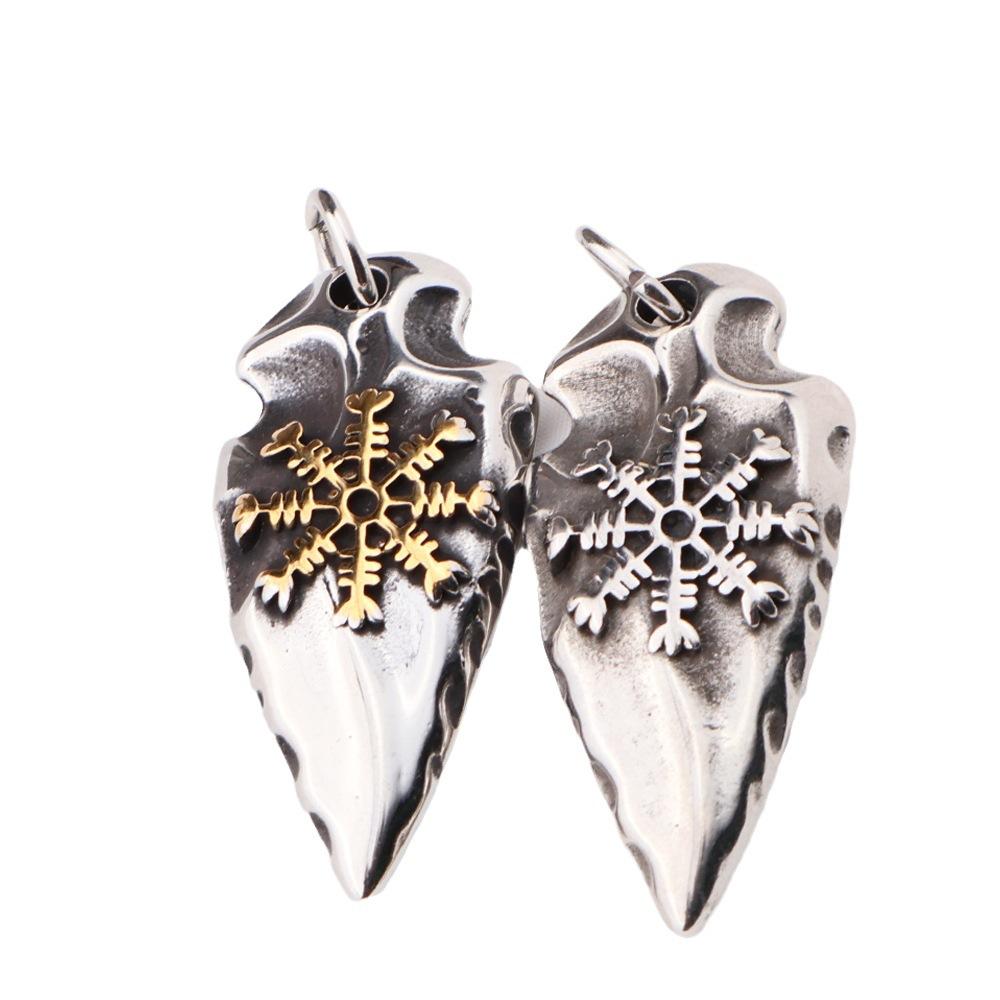 Nordic Viking Arrow Rune Pendant Necklace Men's Retro Personality Titanium Steel Stainless Steel Jewelry