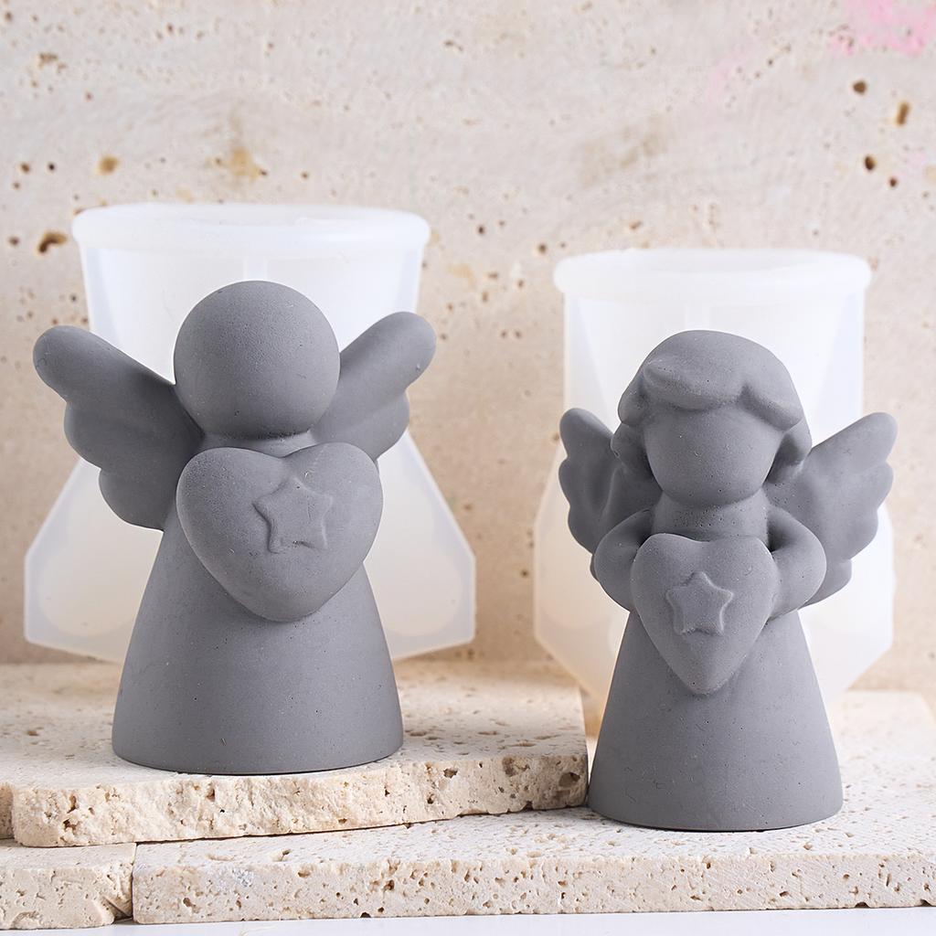 Herz Flügel Engel Silikon Duftkerzenform DIY Mädchen Skulptur Gips Heimdeko Handgefertigt Menschliche Harzform für Geburtstagsgeschenke