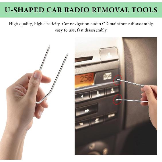 4 Stück Autoradio-Ausbau-Hebelwerkzeug, U-förmig+V-förmig Edelstahl Stereo-Demontage-Hebel-Kit, Universelle CD-DVD-Host-Entriegelungs-Entfernungswerkzeuge für Auto