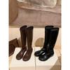 Super soft lambskin~ inner height increase 4cm elastic boots women's thin boots flat bottom thin but knee high boots long boots