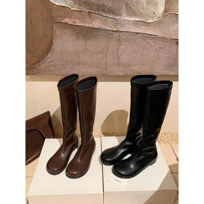 Super soft lambskin~ inner height increase 4cm elastic boots women's thin boots flat bottom thin but knee high boots long boots
