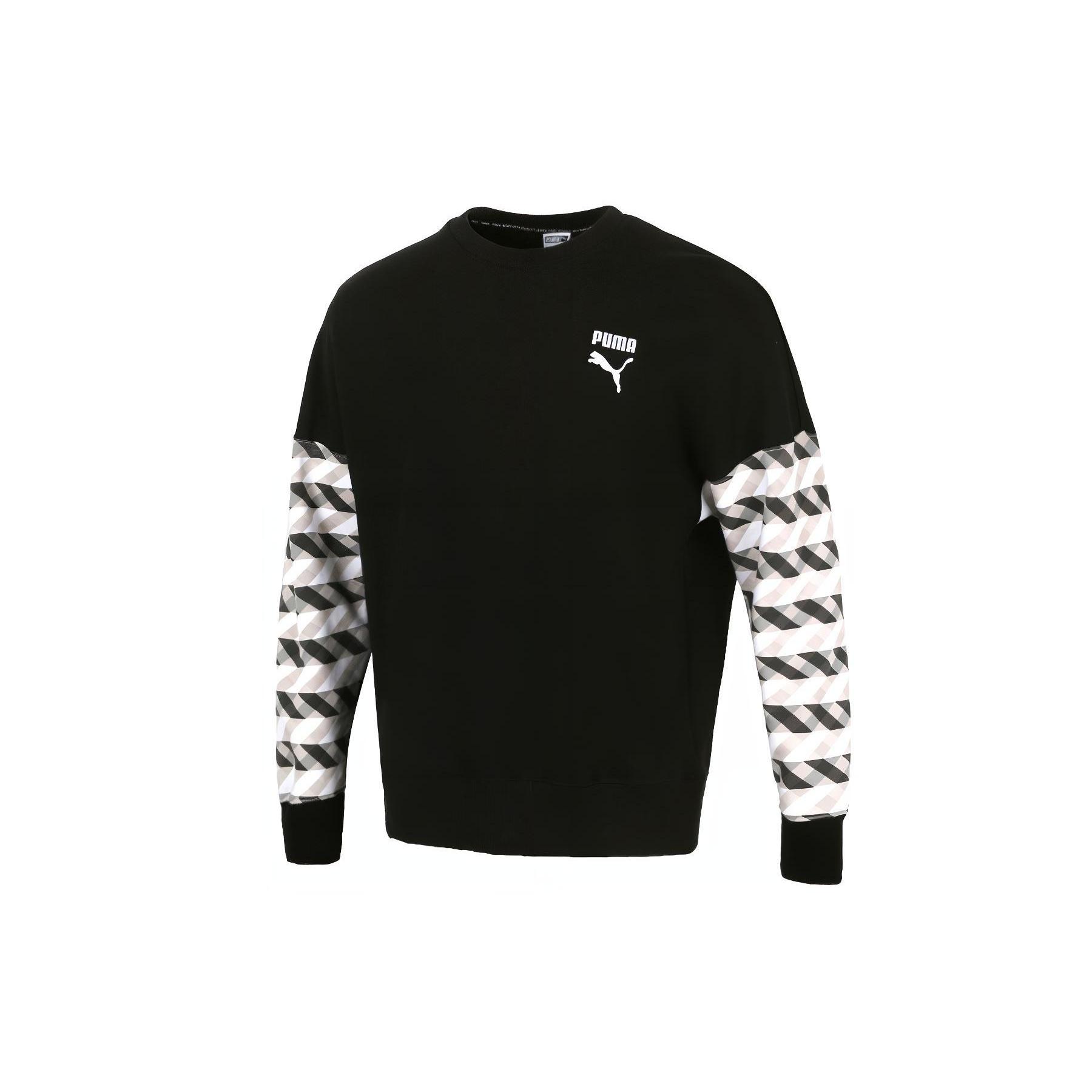PUMA Kontrast Crew Neck Sweater  Black White  Men s 531488-51 S