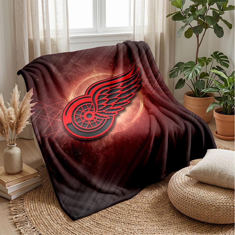 Detroit Red Wings Flannel Fleece Blanket Cozy Warm Throw Blanket For Couch Bed Travel All Season Use