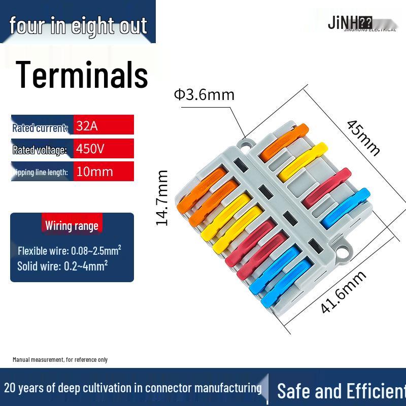 Quick Connector for Home Wiring: Two-in-Six-Out, Four-Out, Eight-Out Terminal Block for Distribution Box